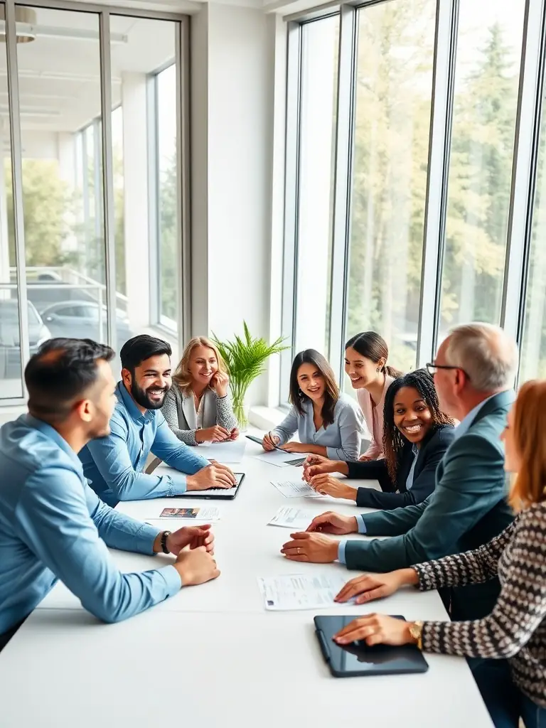 A photograph of a workshop session in progress, showing participants actively engaged in a group discussion about business transformation challenges. The setting is a modern conference room in Cape Town.